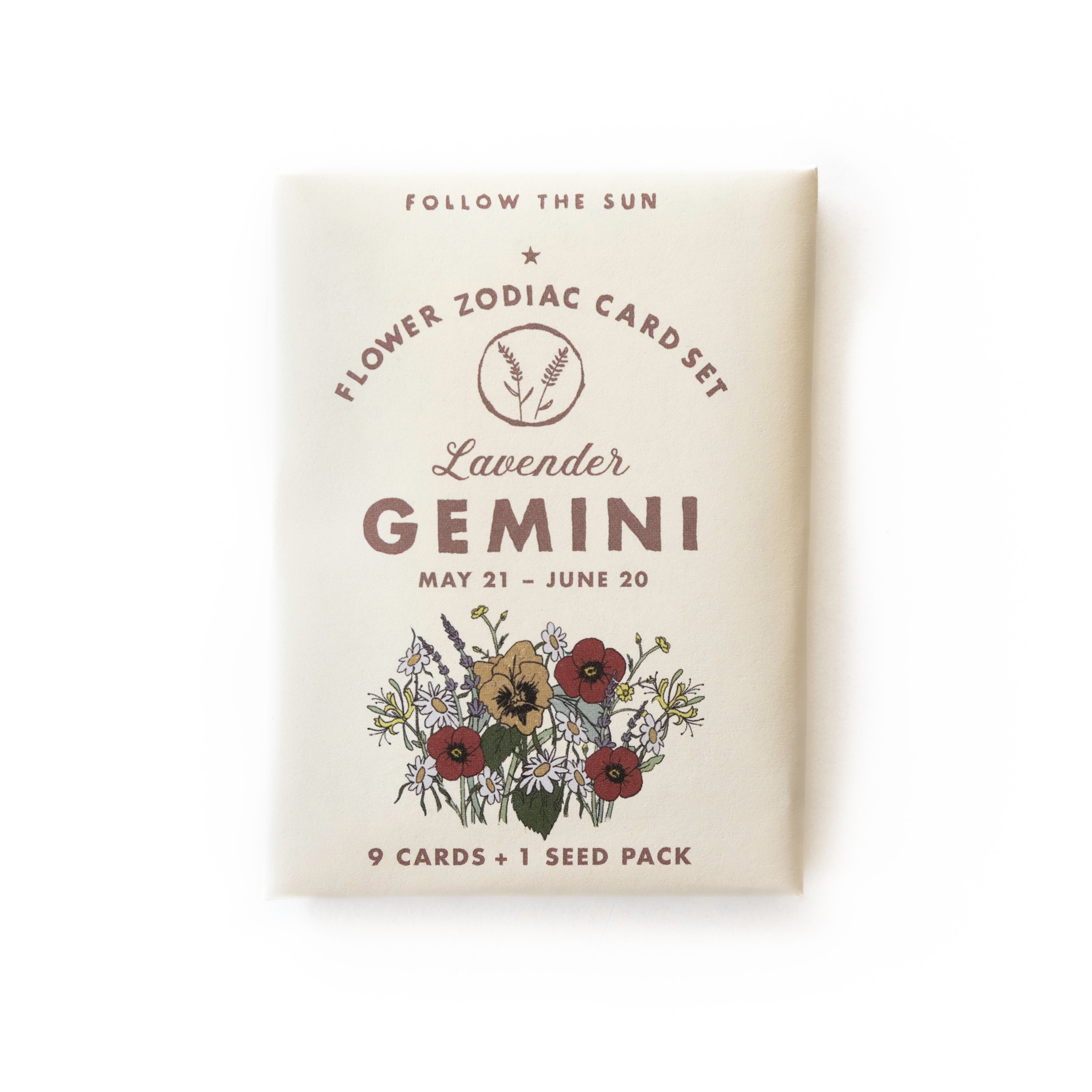 FLOWER ZODIAC STICKER CARD SET GEMINI MAY 21 JUNE 20 THREE