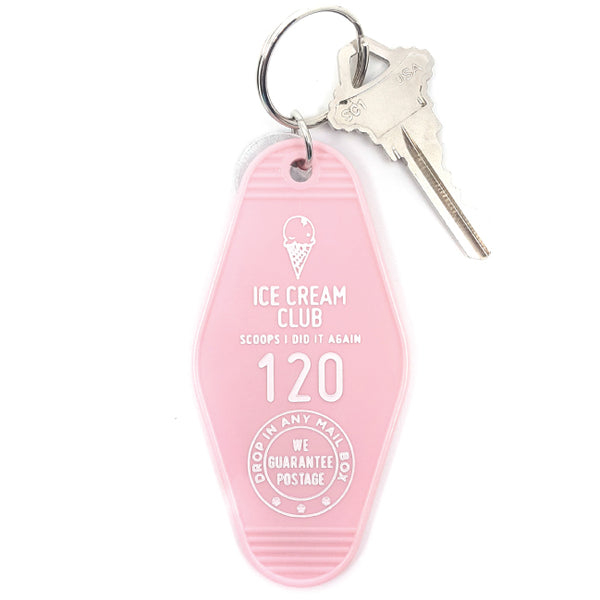 Ice cream club pink key tag 