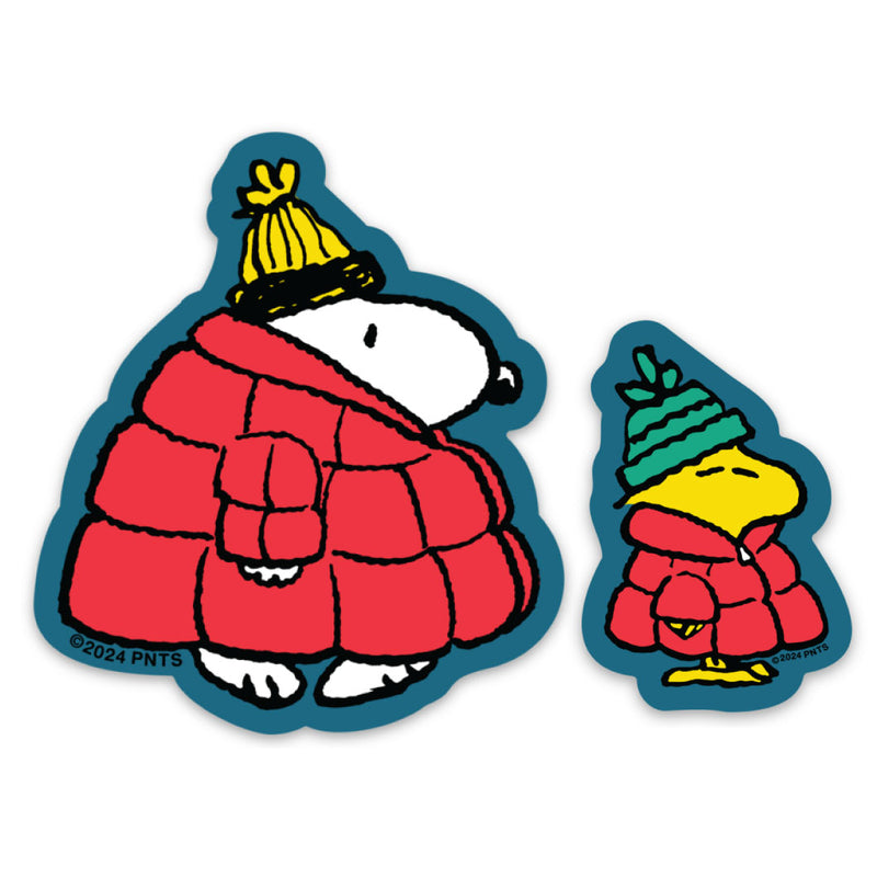 3P4 x Peanuts® Valentine Sticker Set - Snoopy & Woodstock Puffy Coats