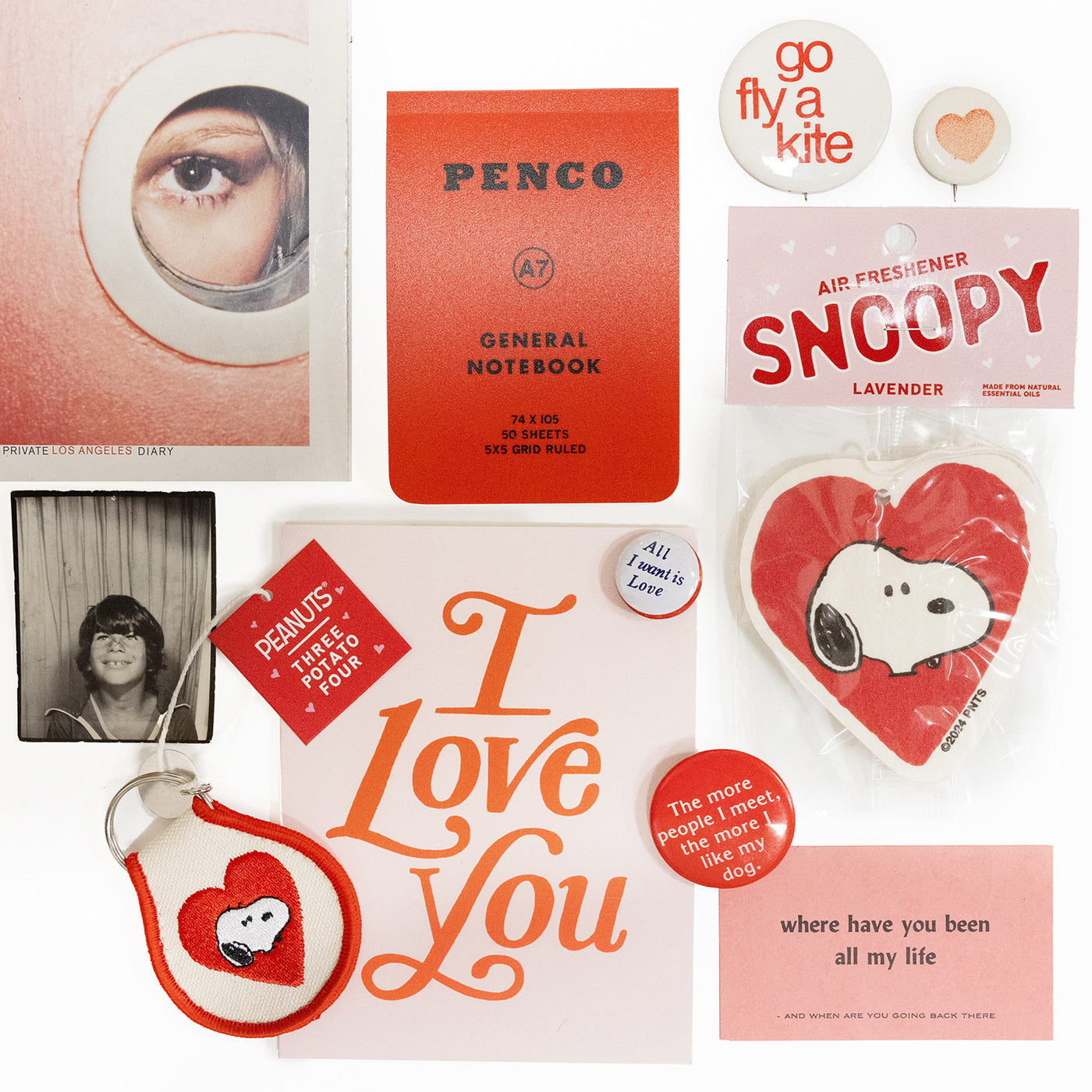 3P4 x Peanuts® - Snoopy Heart Patch Keychain – THREE POTATO FOUR