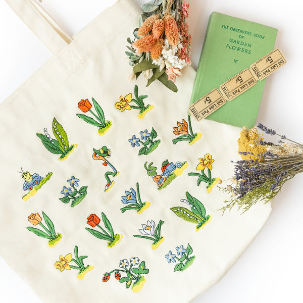 3P4 x Richard Scarry® - Lowly Worm Floral Embroidered Tote