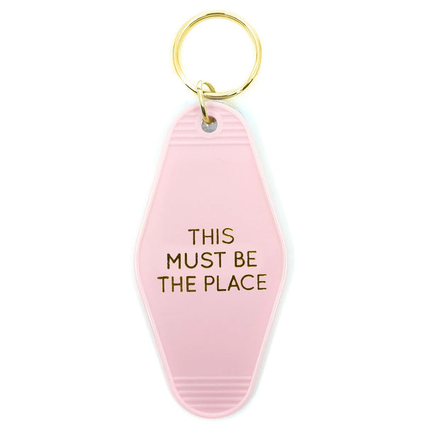 Pink and gold key tag for valentines day gift from three potato four