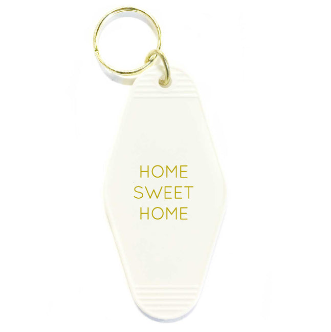 HOME SWEET HOME HOTEL VINTAGE KEY TAG - WHITE WITH GOLD LETTERING
