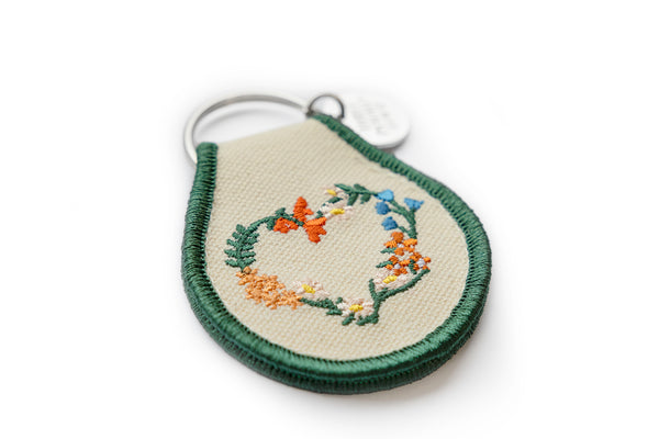 Patch Keychain - Floral Wreath Heart